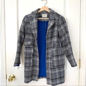 Zara Girls Gray Checkered Coat